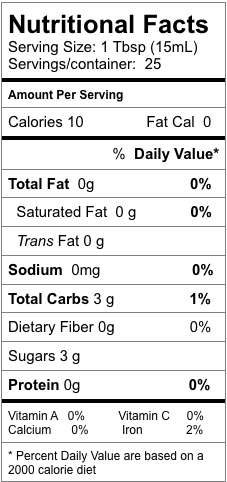 Nutrition information for Premium White Balsamic Vinegar