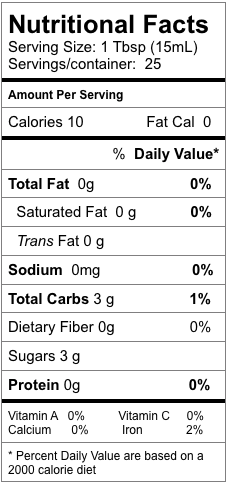 Nutrition information for Wild Blueberry Balsamic Vinegar
