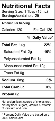 Nutrition information for Favolosa Olive Oil