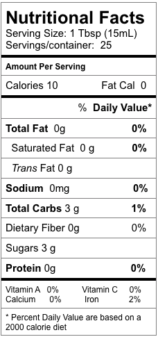 Nutrition information for Organic Balsamic Vinegar